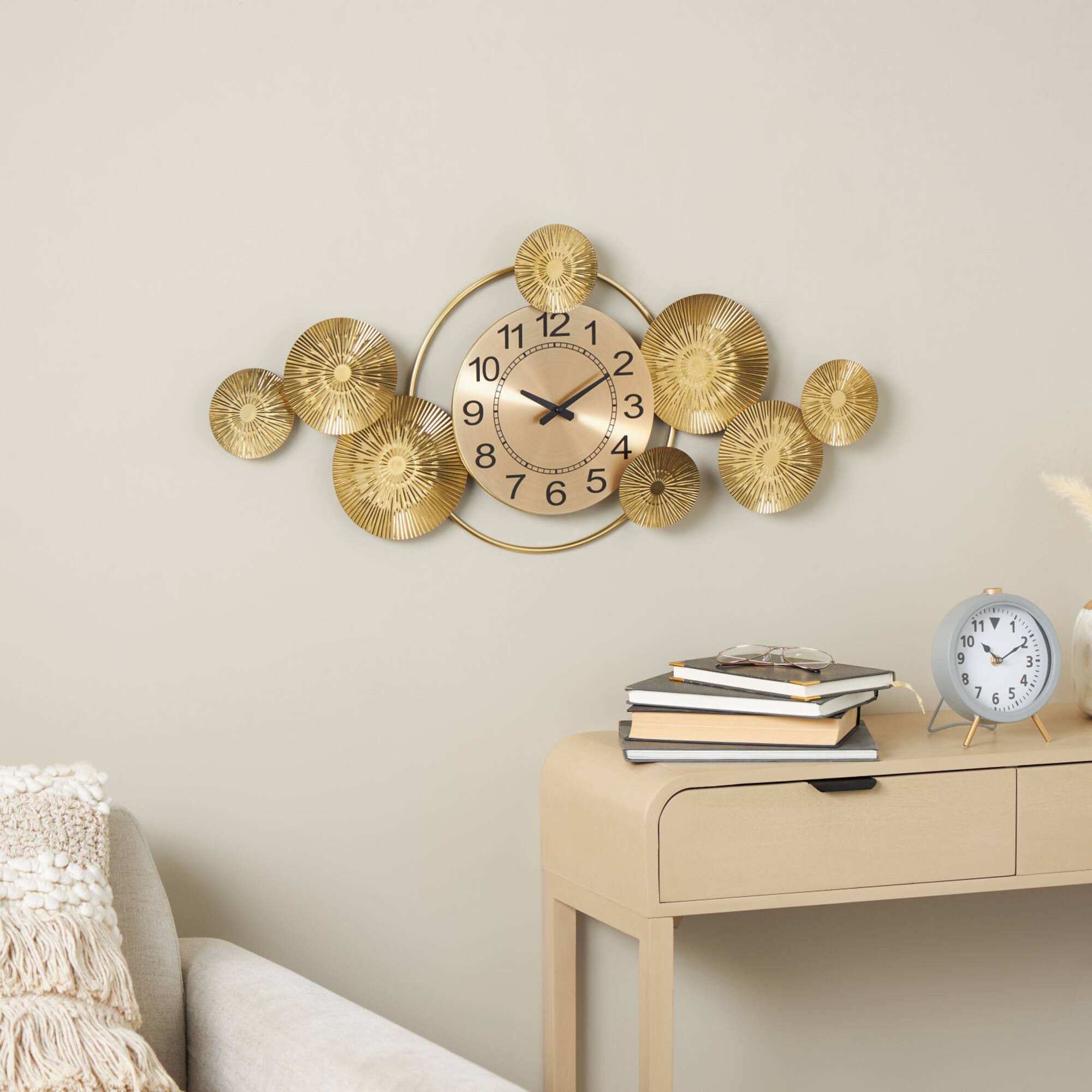 31.4" Gold Stainless Steel Metal Decorative Wall Clock
